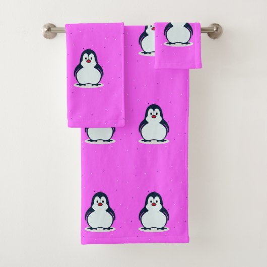 Pingouins mignons en rose (En situation)
