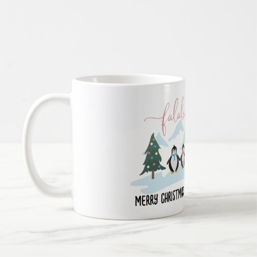 Pingouins mignons Hiver Noël Café Mug (Gauche)