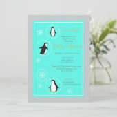 pingouins mignons invitation à la douche pour bébé (Debout devant)