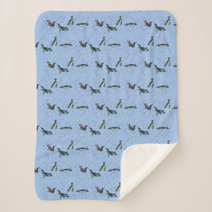 Pingouins mousseux couverture Sherpa (bleu clair)