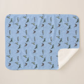 Pingouins mousseux couverture Sherpa (bleu clair) (Devant (Horizontal))