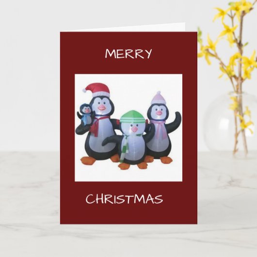 PINGOUINS S'ASSEMBLENT POUR DIRE CARTE DE NOËL JOY (Fleur jaune)