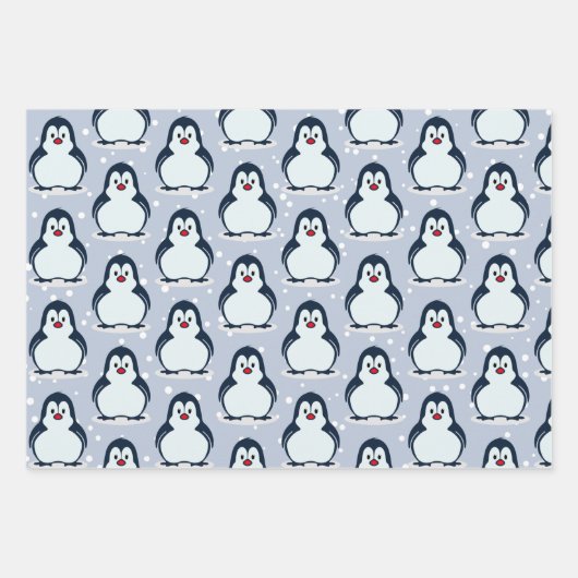 Pingouins Snowy Design Enveloppement Papier Set (Devant 2)