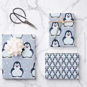 Pingouins Snowy Design Enveloppement Papier Set
