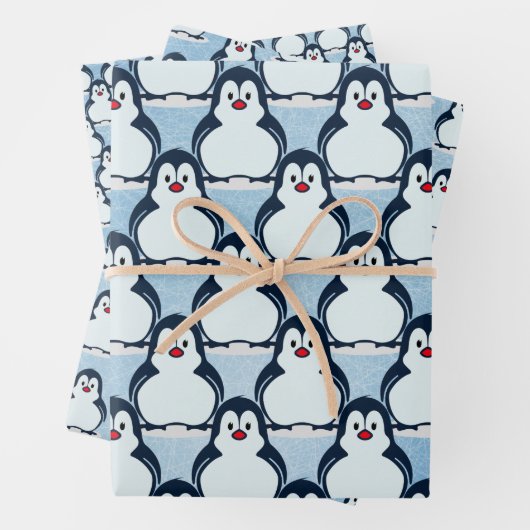 Pingouins Snowy Design Enveloppement Papier Set (En situation)