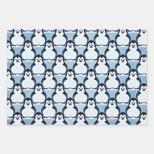Pingouins Snowy Design Enveloppement Papier Set (Devant)