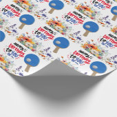 Pingpong Verjaardag met peddel en bloem Cadeaupapier (Hoek)