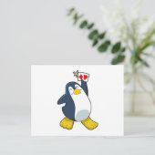 Pinguïn aan het pokeren met pokerkaarten briefkaart (Staand voorkant)