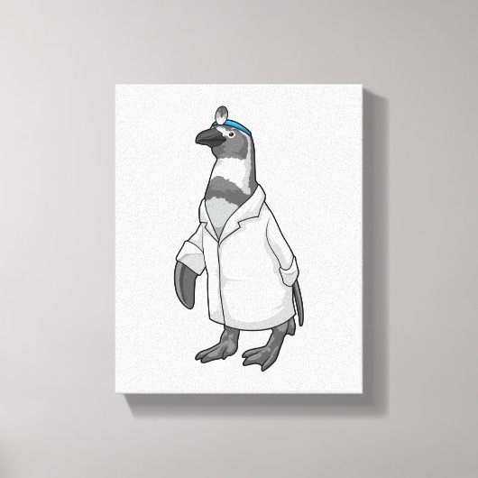 Pinguïn als arts met de mantel van de dokter canvas afdruk (Voorkant)