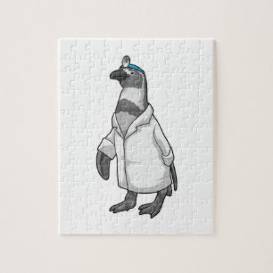 Pinguïn als arts met de mantel van de dokter legpuzzel