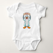 Pinguïn als arts met gips romper (Voorkant)