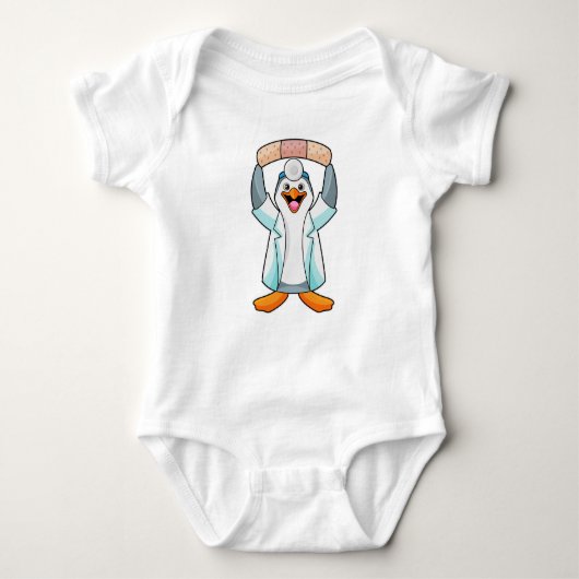 Pinguïn als arts met gips romper (Voorkant)