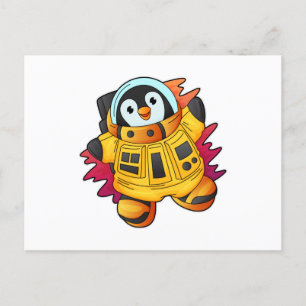Pinguïn als astronaut in pak briefkaart