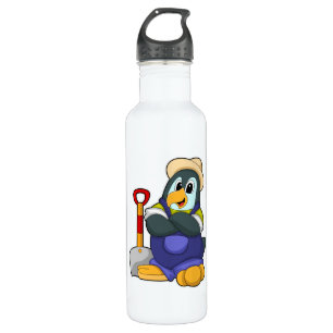 Pinguïn als boer met schittering waterfles 