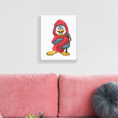 Pinguïn als brandweerman met blusapparaat canvas afdruk (Insitu (Woonkamer))