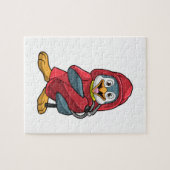 Pinguïn als brandweerman met blusapparaat legpuzzel (Horizontaal)
