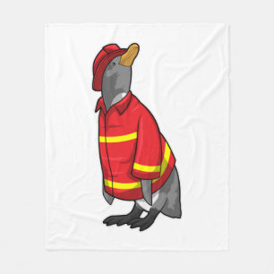 Pinguïn als brandweerman met Helmet Fleece Deken