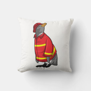 Pinguïn als brandweerman met Helmet Kussen