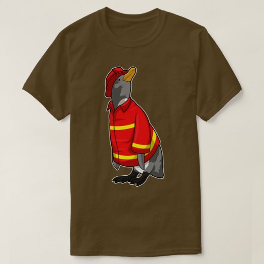 Pinguïn als brandweerman met Helmet T-shirt (Design voorkant)