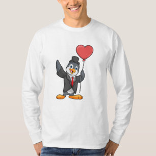 Pinguïn als Bruidegom met Hartballon T-shirt