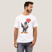 Pinguïn als bruidegom met hartballon t-shirt (Voorkant volledig)