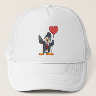 Pinguïn als Bruidegom met Hartballon Trucker Pet