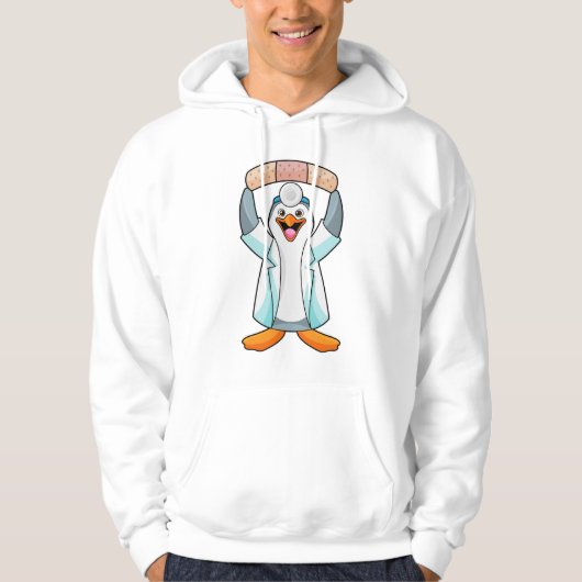 Pinguïn als dokter met gips hoodie (Voorkant)