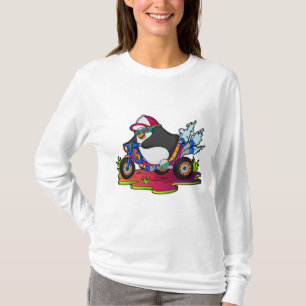 Pinguïn als fietser met motorfiets t-shirt