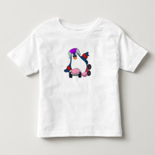 Pinguïn als gealigneerde Skater met gealigneerde S Kinder Shirts