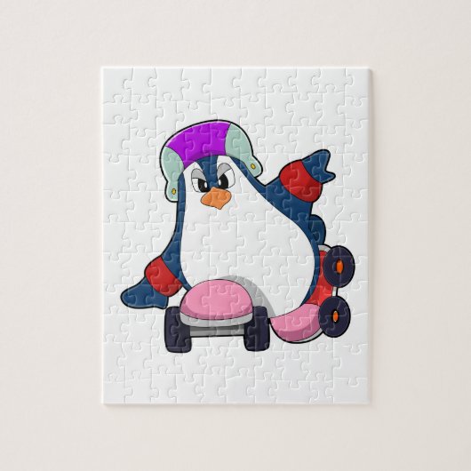 Pinguïn als gealigneerde Skater met gealigneerde S Legpuzzel (Verticaal)