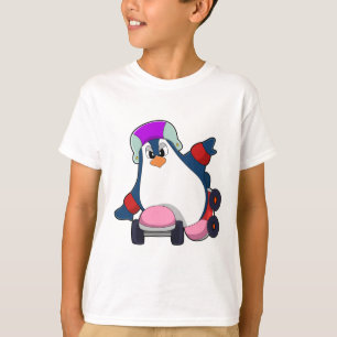 Pinguïn als gealigneerde Skater met gealigneerde S T-shirt