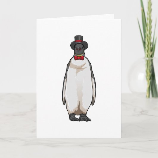 Pinguïn als heer met hoed kaart (Voorkant)