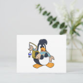 Pinguïn als hengelaar met vis briefkaart (Staand voorkant)
