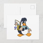 Pinguïn als hengelaar met vis briefkaart (Voorkant / Achterkant)