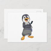 Pinguïn als kapper met kam briefkaart (Voorkant / Achterkant)