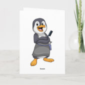 Pinguïn als kapper met kam kaart (Achterkant)