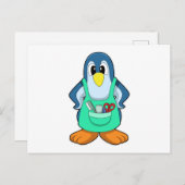 Pinguïn als kapper met schaar en scheermes briefkaart (Voorkant / Achterkant)