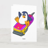Pinguïn als kapper met scheermes kaart (Achterkant)