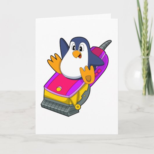 Pinguïn als kapper met scheermes kaart (Voorkant)