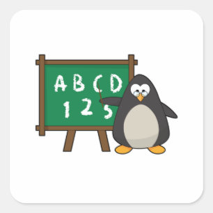 Pinguïn als leraar met Blackboard Vierkante Sticker