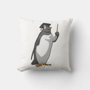Pinguïn als leraar met wijzer kussen