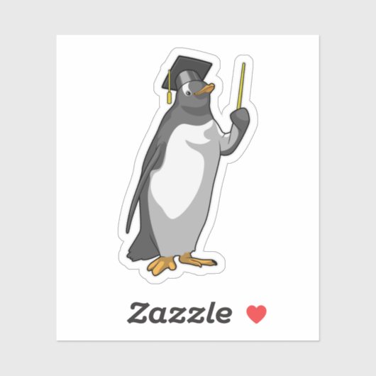 Pinguïn als leraar met wijzer sticker (Vel)