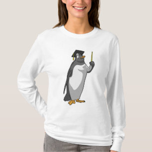 Pinguïn als leraar met wijzer t-shirt
