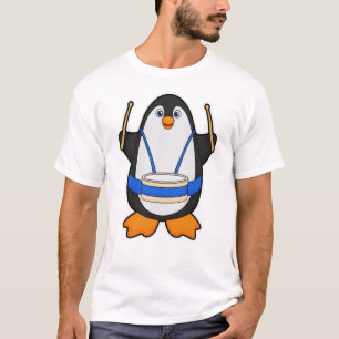 Pinguïn als muzikant met rum t-shirt