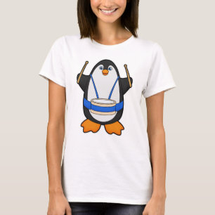 Pinguïn als muzikant met rum t-shirt