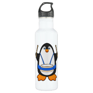 Pinguïn als muzikant met rum waterfles 