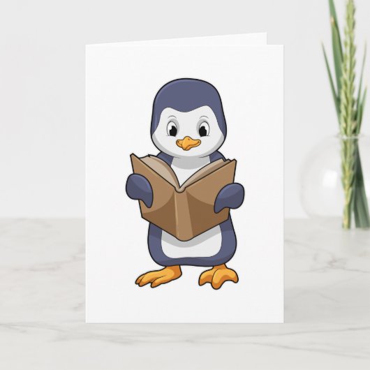 Pinguïn als nerd met boek kaart (Voorkant)