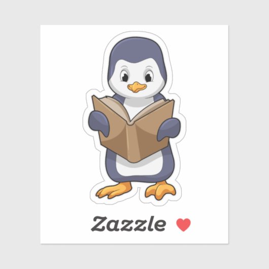 Pinguïn als nerd met boek sticker (Vel)