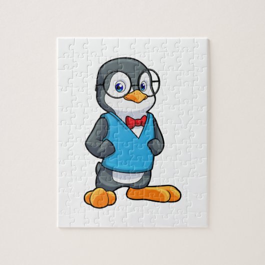 Pinguïn als Nerd met bril Legpuzzel (Verticaal)