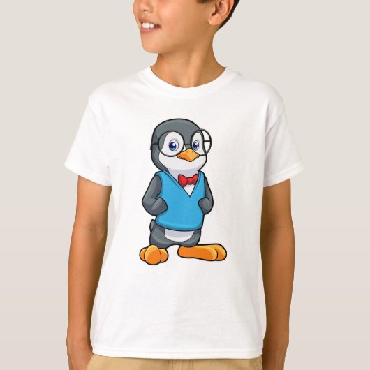 Pinguïn als Nerd met bril T-shirt (Voorkant)